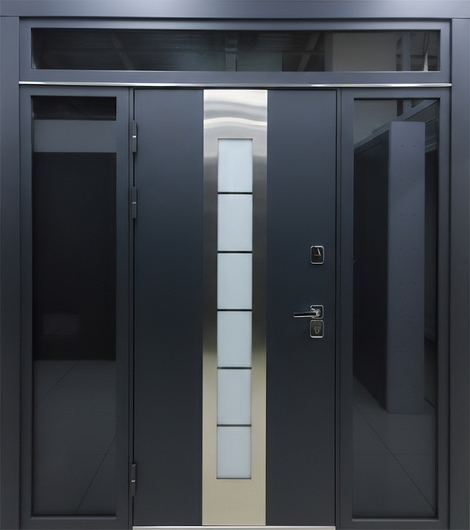 Входная остекленная группа с терморазрывом и порошковым черным окрашиванием